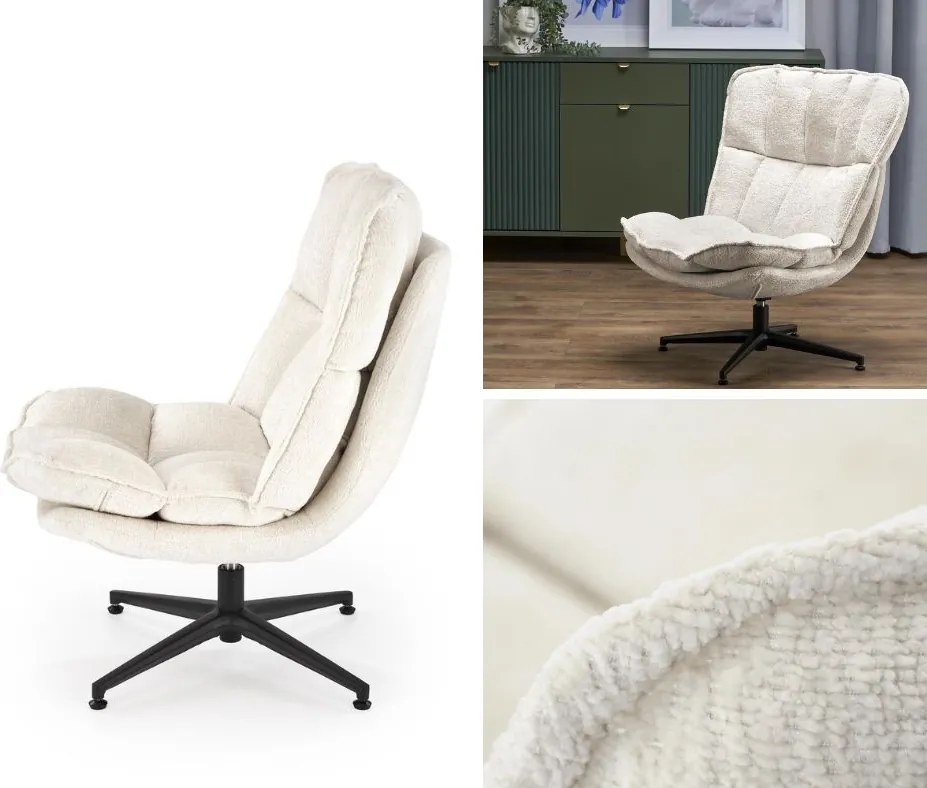 Kremowy fotel wypoczynkowy Fofana Halmar