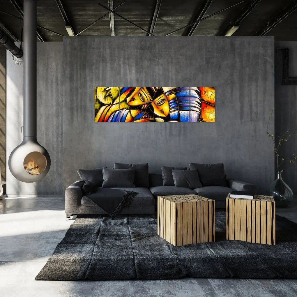 Obraz - Obraz olejny, kochankowie (170x50 cm)
