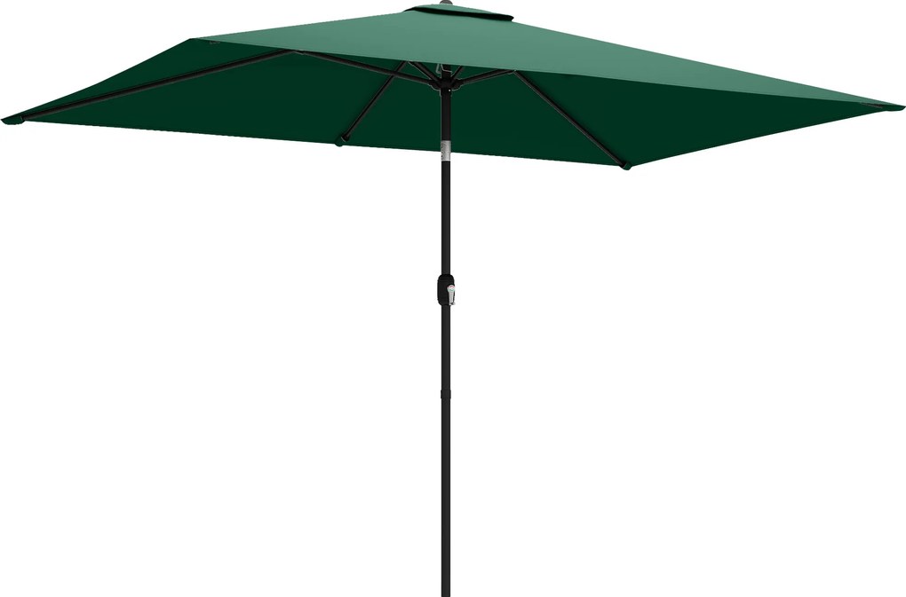 Outsunny Parasol ogrodowy 300 x 200 cm regulowany z korbą, zielony | Aosom PL