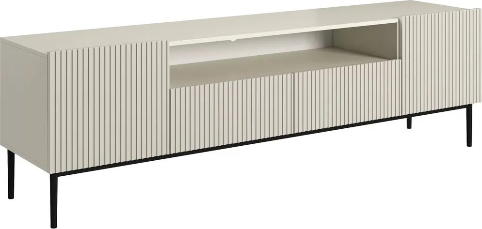 Szafka RTV Nicole 200 cm z wnęką i szufladami - kaszmir / czarne nóżki
