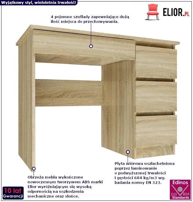 Minimalistyczne biurko do pracowni i biura - Agoni 4X