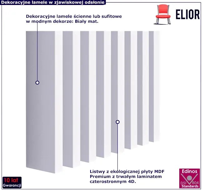 Lamele ażurowe 8 szt. biały mat C8-H09