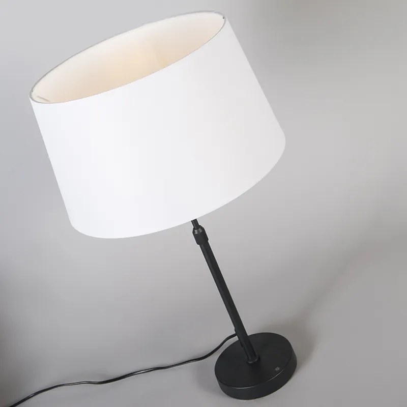 Lampa stołowa czarna z kloszem białym 35 cm regulowana - Parte Nowoczesny Oswietlenie wewnetrzne