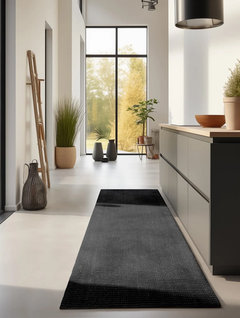 Dywan naturalny jutowy ręcznie tkany Boucle czarny 80 cm x 150 cm
