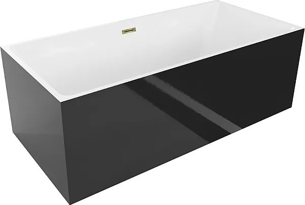 Mexen Nita wanna wolnostojąca 170 x 80 cm, biała/czarna, przelew złoty - 52091708075-50