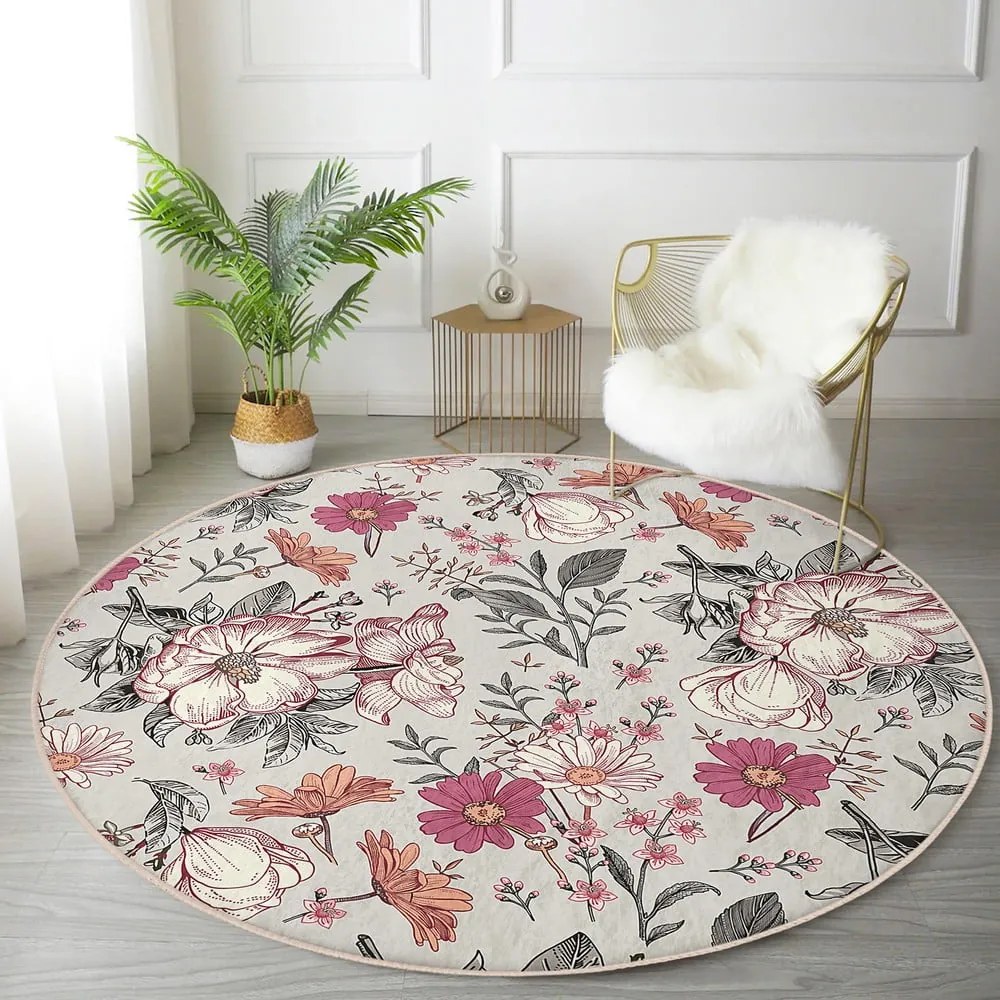 Okrągły dywan odpowiedni do prania i robotów sprzątających ø 80 cm Comfort – Mila Home