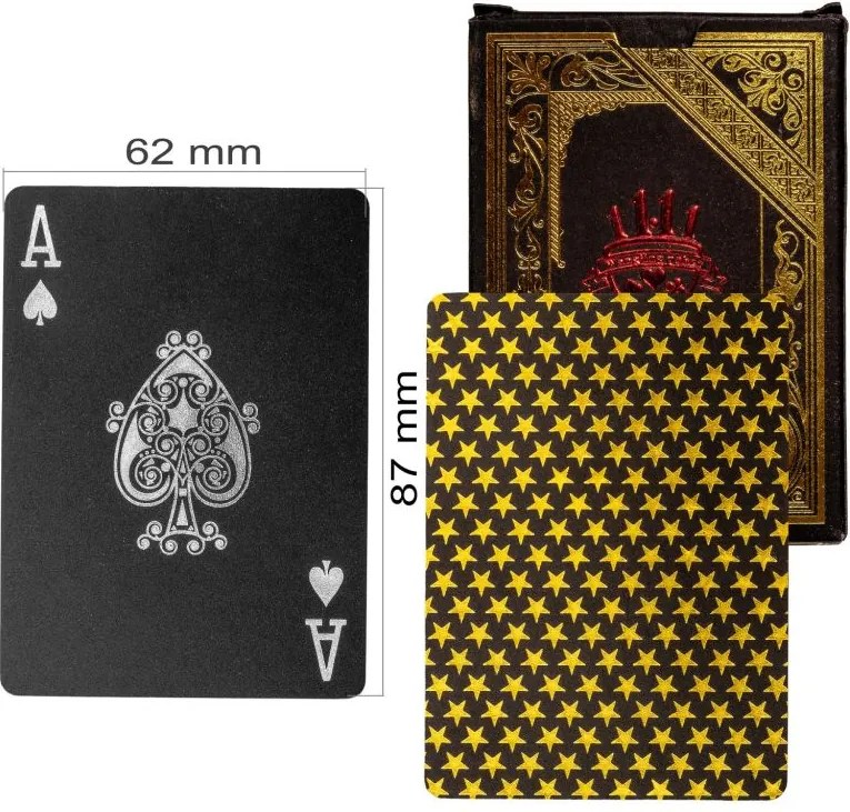 Karty pokerowe plastikowe - czarne / złote