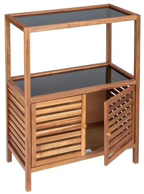 Regał łazienkowy z szafką z drewna akacji FONDI, wys. 86 cm
