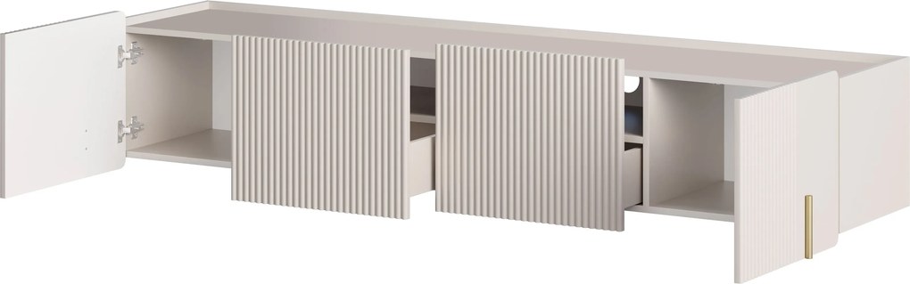 Szafka RTV Malmi 200 cm wisząca - kaszmir / złoty