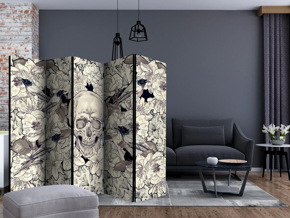 Parawan akustyczny Kwiaty 225x172 cm 5-częściowy beżowy ARTGEIST B