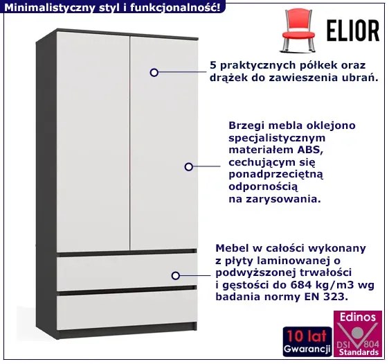 Dwudrzwiowa szafa antracyt + biały K1-E85