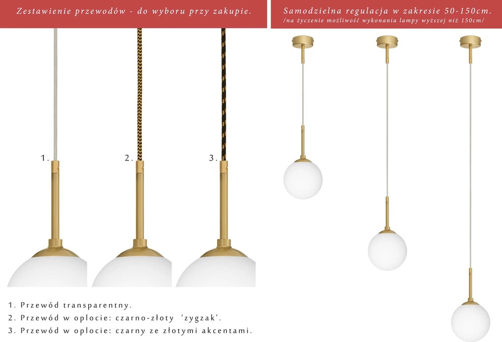Złota lampa wisząca na przewodzie GP-S1GU