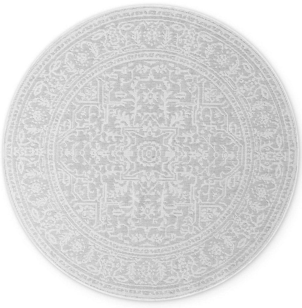 Dywan zewnętrzny dwustronny Duet szaro-kremowy 160 cm x 160 cm  koło