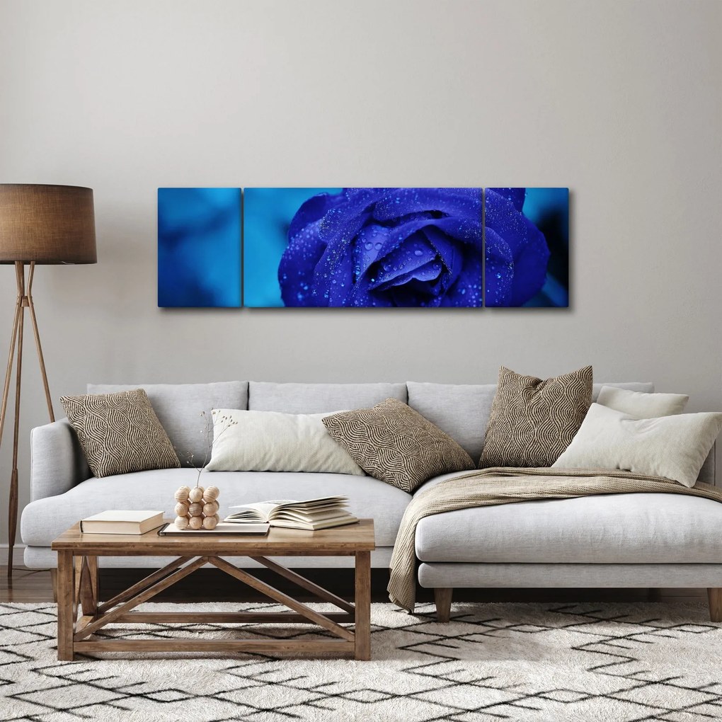 Obraz niebieskiej róży (170x50 cm)