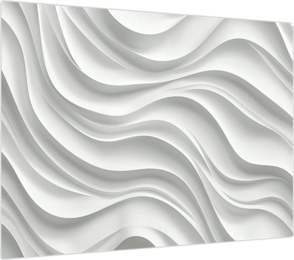 Obraz na szkle - 3D białe fale (70x50 cm)