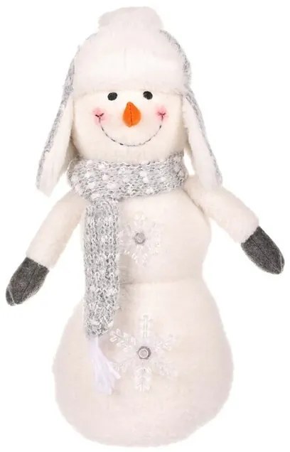 Dekoracja świąteczna Bałwan z gwiazdami LED, wys. 40 cm, biały