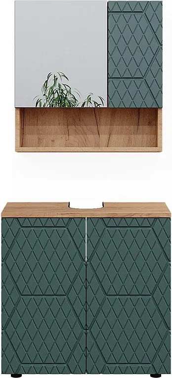 Zestaw mebli łazienkowych zielony/złoty dąb 80x41x58.6 irma