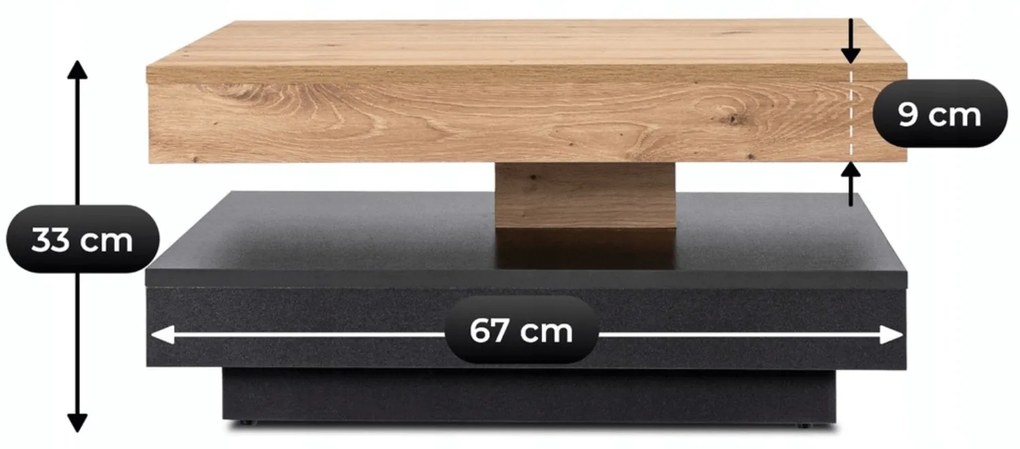 Stolik Kawowy Obrotowy PICO 67 cm do Salonu Dąb Artisan/Antracyt Nowoczesny