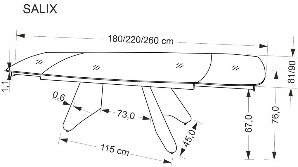 Stół rozkładany SALIX 180(260)x90 trawertyn/kaszmirowy HALMAR