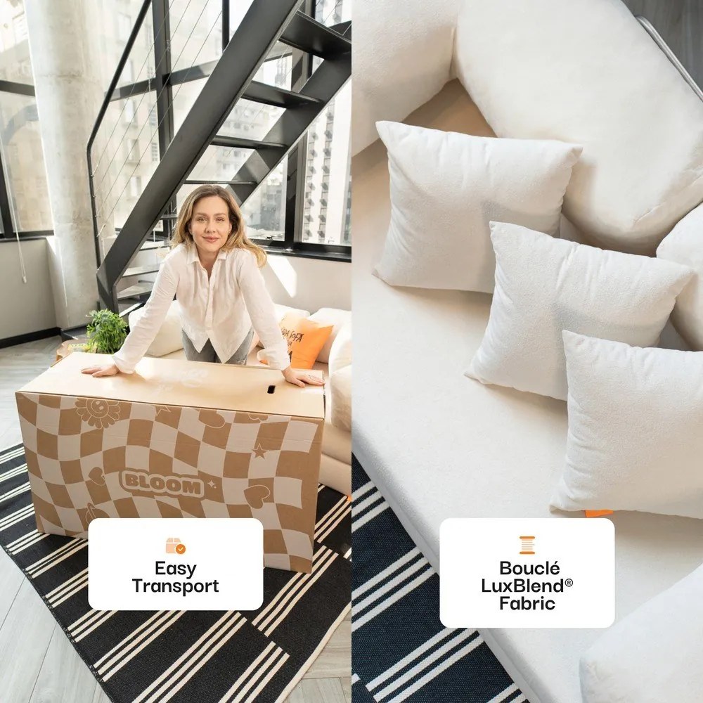 Beżowa rozkładana sofa z materiału bouclé 180 cm Bloom – TemaHome