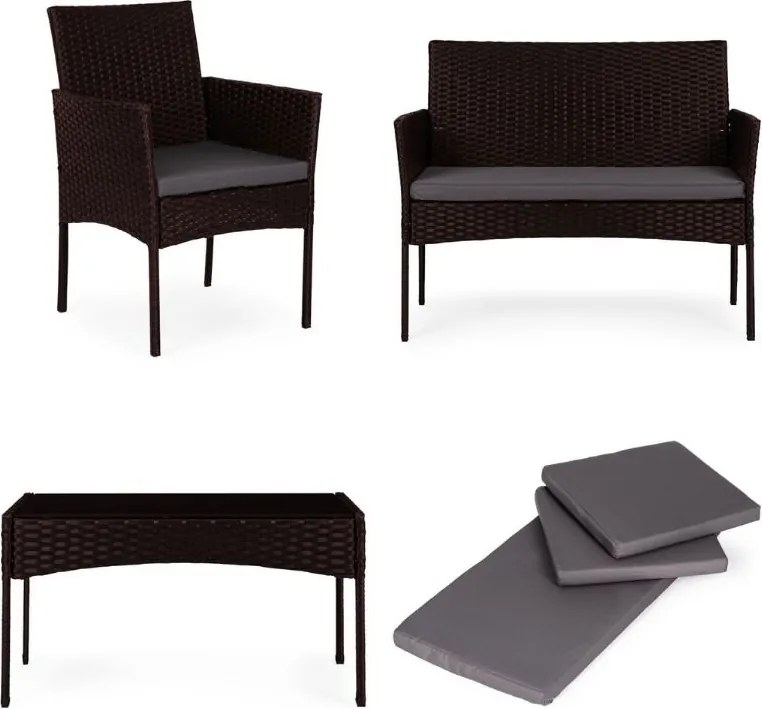 Zestaw mebli ogrodowych dla 4 osób Riviera 424, technorattan brązowy