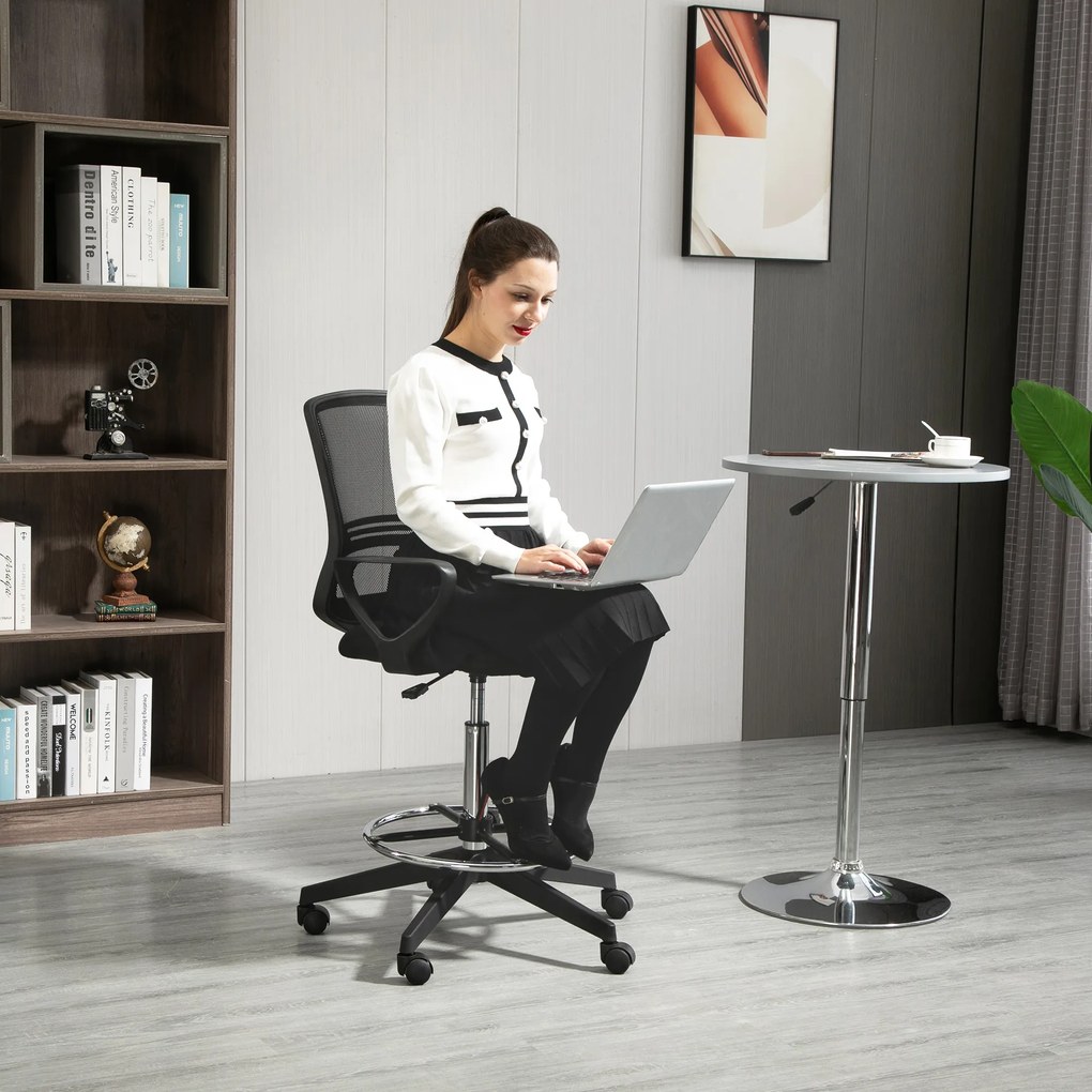 Vinsetto Fotel biurowy ergonomiczny obrotowy z regulacją wysokości czarny nowoczesny design | Aosom PL