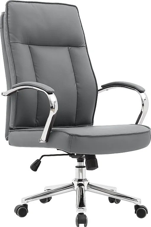Fotel biurowy - obrotowy i regulowany na wysokość - skóra syntetyczna - szary - NAHUM