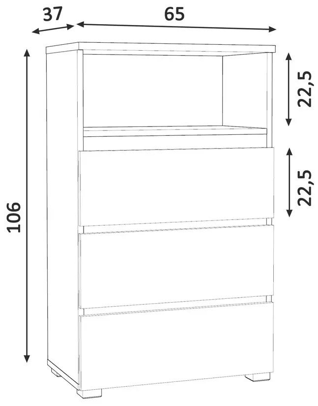 Biały minimalistyczny regał na nóżkach - Elsinor 7X