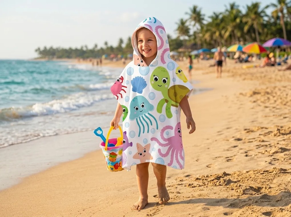 Dziecięce ponczo SPLASH kolorowe 60x120 cm