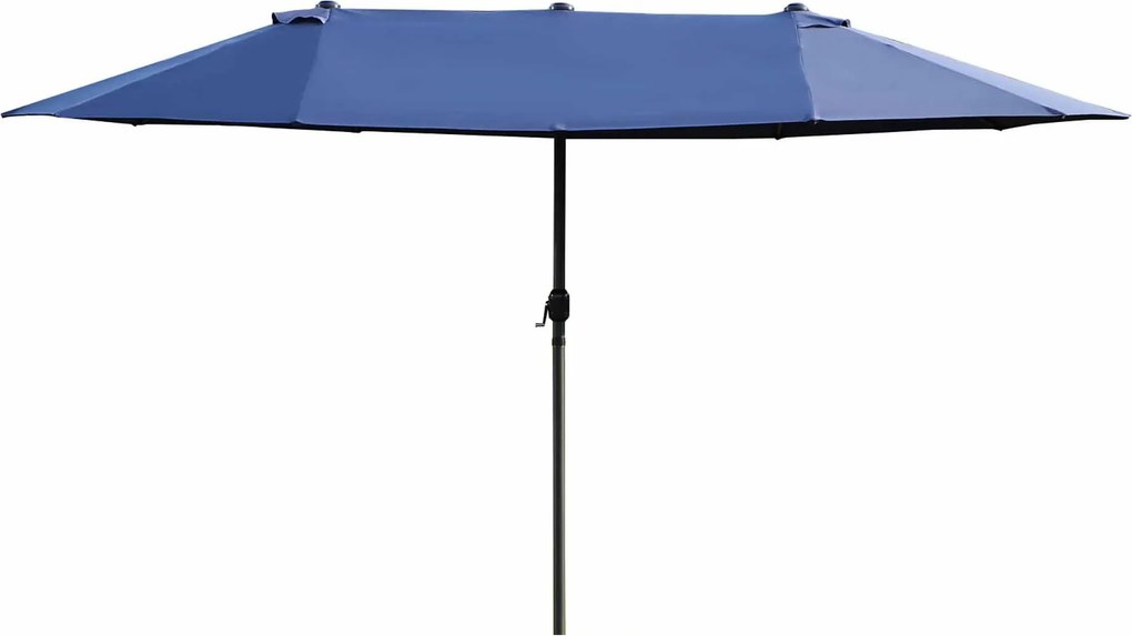 Outsunny Podwójny Parasol Ogrodowy Marketowy na Taras z Korbą Niebieski Owal 460 x 270 x 240 cm