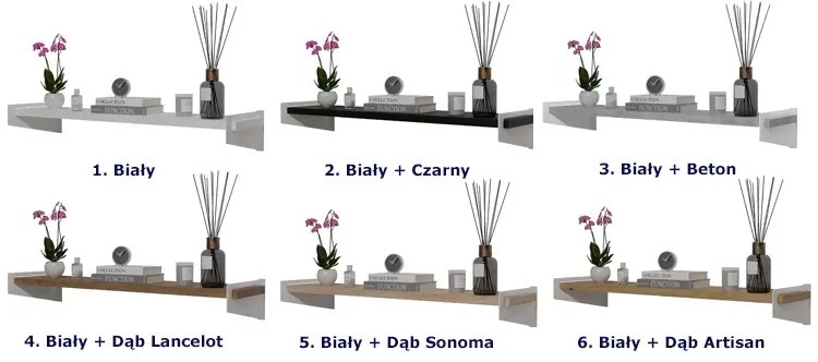 Półka ścienna na książki biały + dąb lancelot Melvi