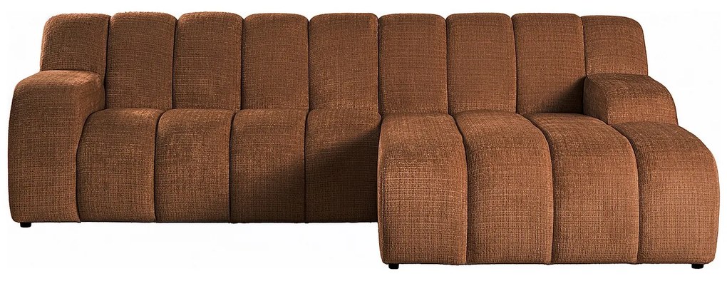 Kanapa narożna prawostronna z tkaniny szenilowej w kolorze terakoty BELADON