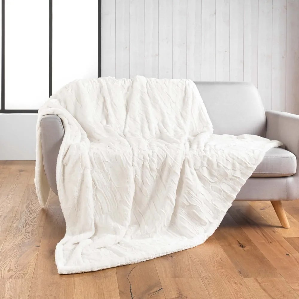 Kremowy koc z mikropluszu 180x220 cm Foxy – douceur d'intérieur