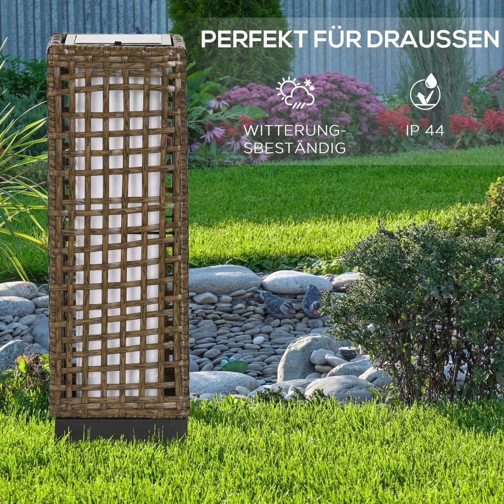 Outsunny Lampa Ogrodowa Solarna Rattan Automatyczne Włączanie 8h Świecenia 155x155x46cm | Aosom PL