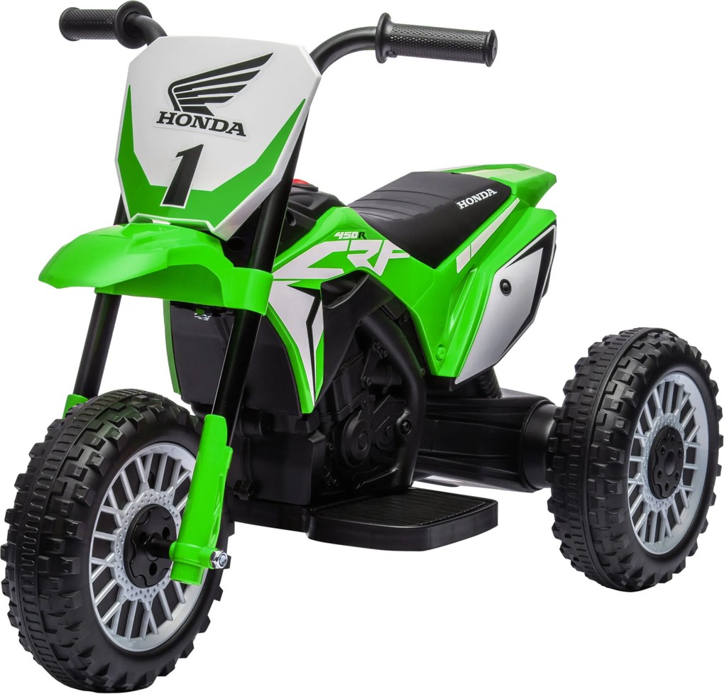 HOMCOM Elektryczny Motocykl dla Dzieci Honda, 3 km/h, Efekty Dźwiękowe, dla Dzieci 18-36 Miesięcy, Zielony