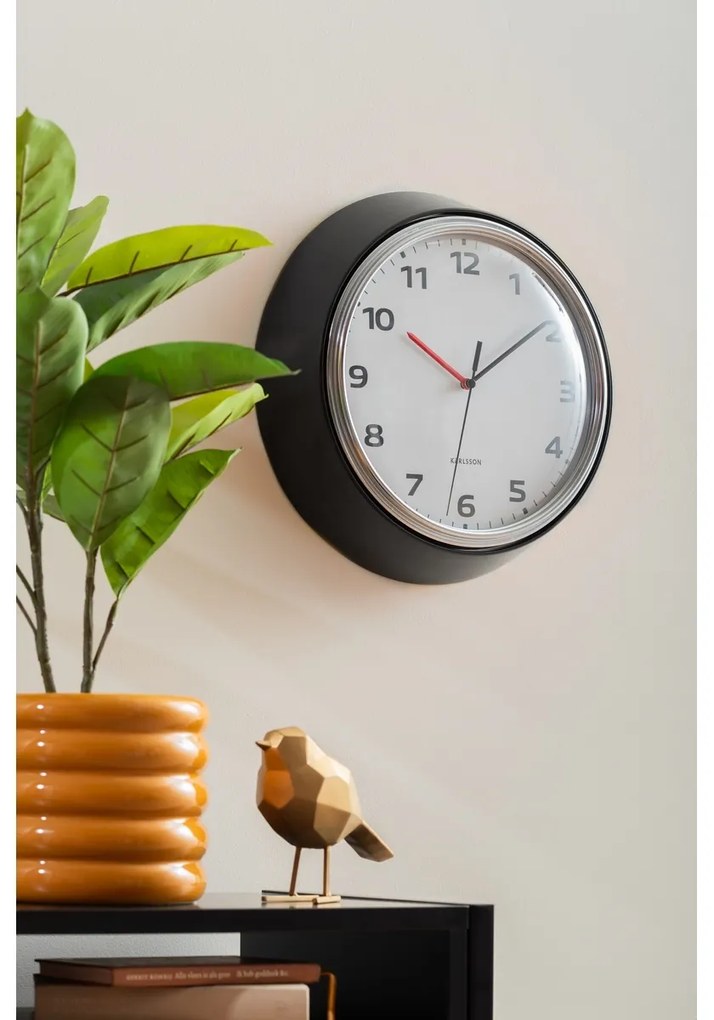 Zegar ścienny Karlsson 6006BK design czarny, średnica 34 cm
