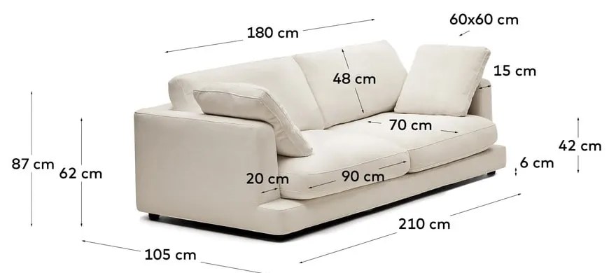 Kremowa sofa 210 cm Gala – Kave Home