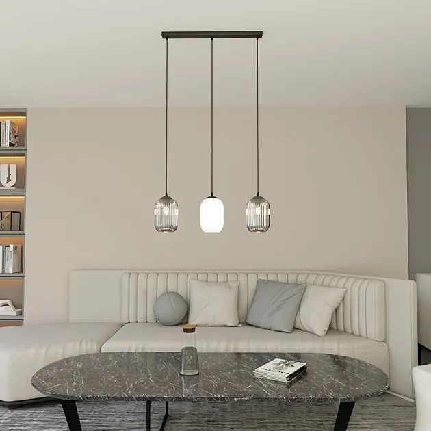 Industrialna lampa wisząca trzema kloszami - D162 H2-S69