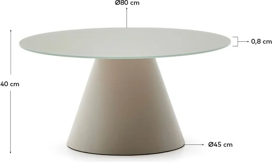 Jasnoszary okrągły stolik ze szklanym blatem ø 80 cm Wilshire – Kave Home