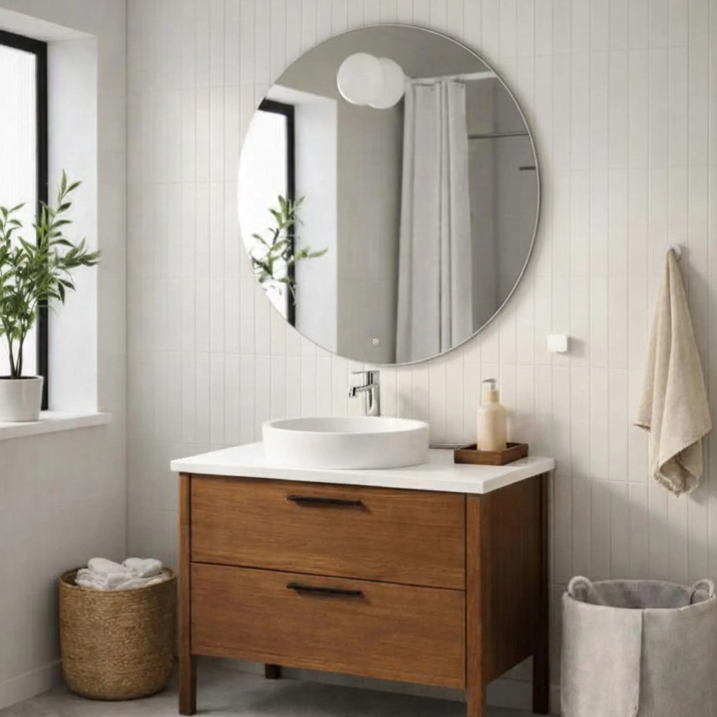 Lustro okrągłe bez podświetlenia z miejscem na kinkiet MOON  | Różne rozmiary | Różne kolory : Kolor tafli szkła - Brąz, Średnica - 90 cm