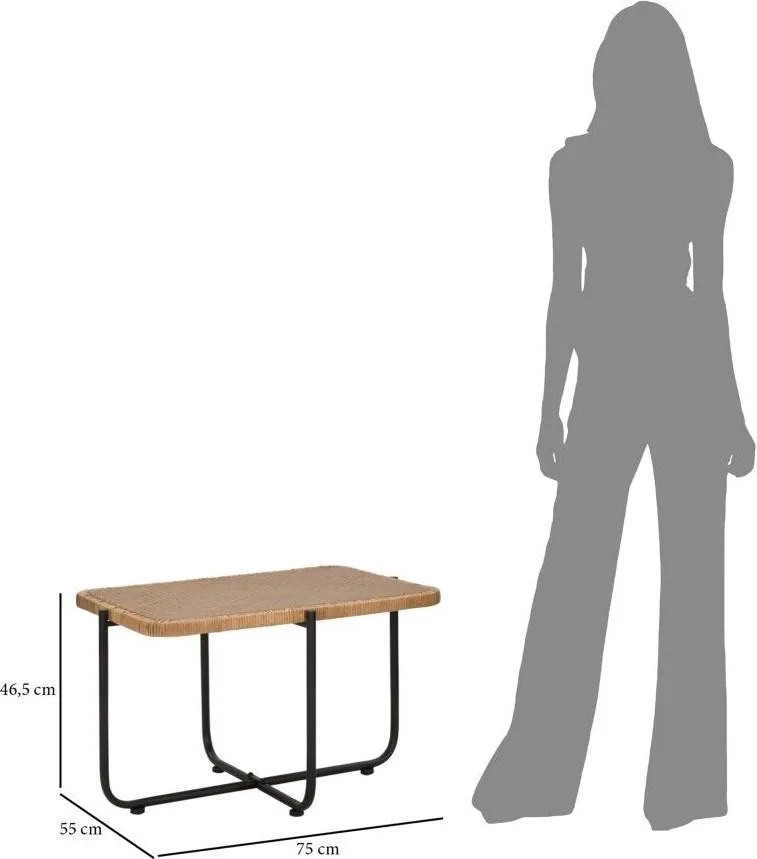Czarno-naturalny rattanowy stolik 55x75 cm Cebu – Mauro Ferretti