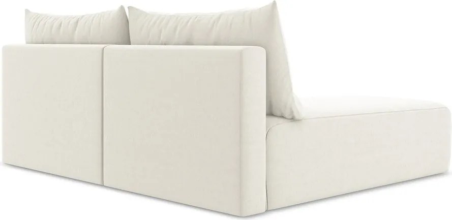 Kremowy aksamitny rozkładany narożnik ze schowkiem (lewostronny/z szezlongiem) Kalena – Makamii