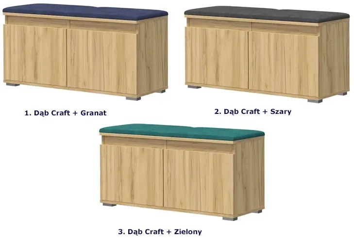 Nowoczesna szafka na buty z siedziskiem dąb craft + granat - Risix 4X