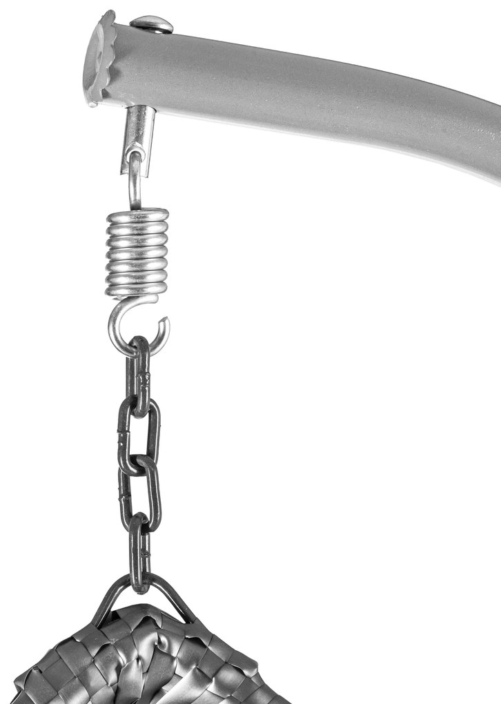 Szary fotel wiszący KOKON ze stojakiem