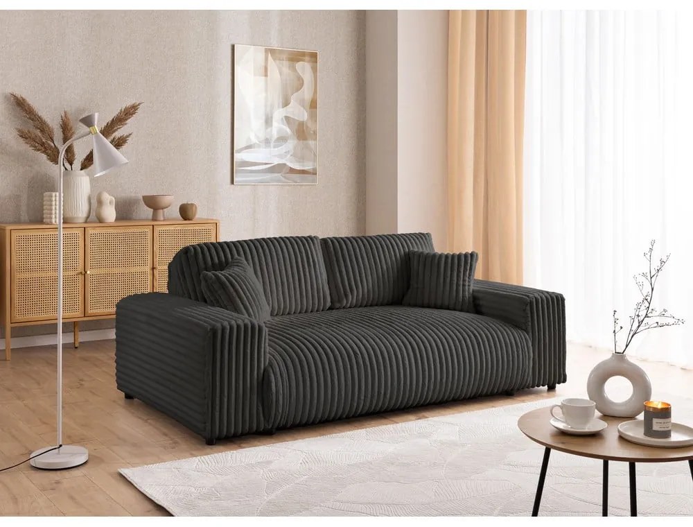 Ciemnoszara sztruksowa sofa 213 cm Justin – Ropez