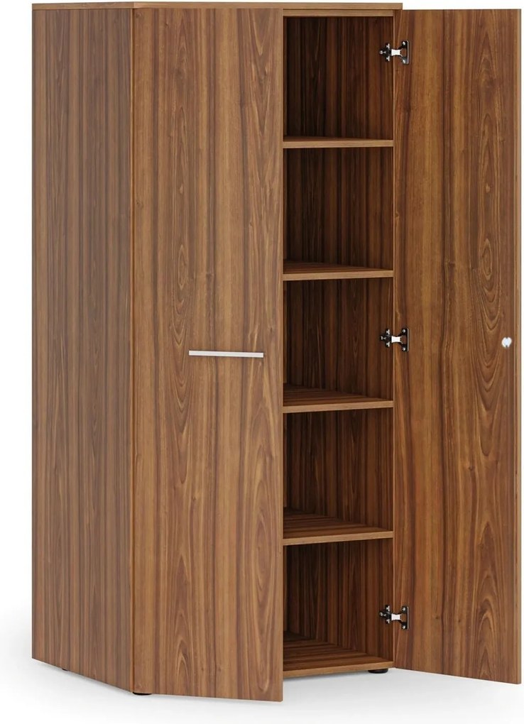 Szafa biurowa z drzwiami PRIMO WOOD, 1781 x 800 x 600 mm, orzech