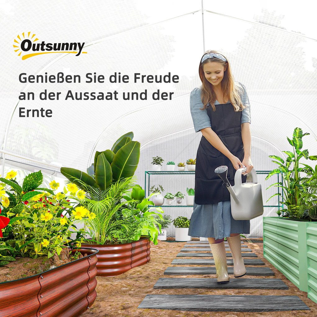 Outsunny Szklarnia 6x3x2 m, z 8 oknami, drzwiami, siatkami przeciw owadom, metalową ramą, Biały