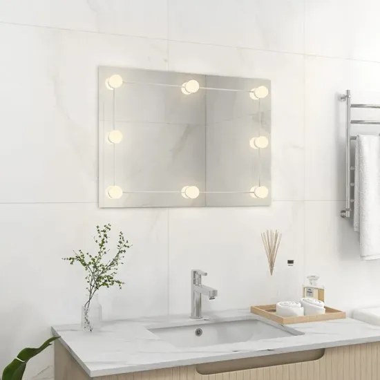 Nowoczesne wiszące lustro z oświetleniem LED 70x50 cm E2-E65