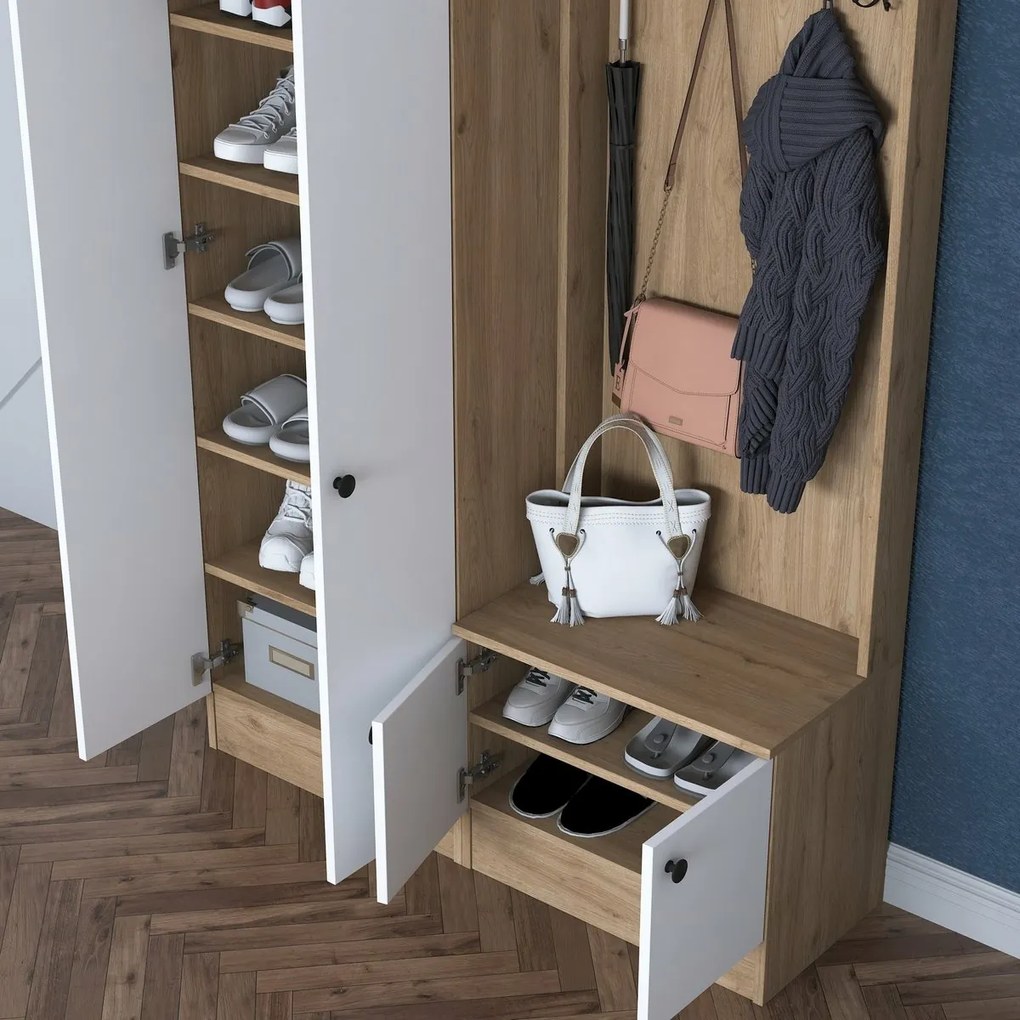 Zestaw do przedpokoju Pone White and Walnut II