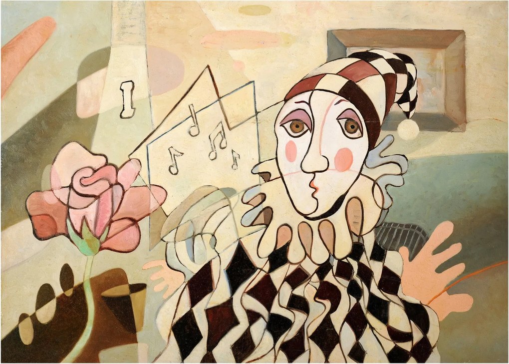 Obraz na szkle - Kubizm - harlequin and rose (70x50 cm)